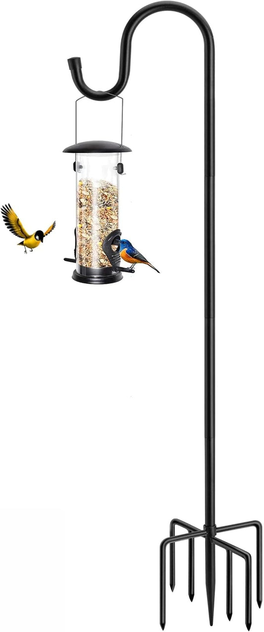 96" Shepherds Hooks for Outdoor with 7 Prongs Base, Heavy Duty Bird Feeder Pole for Hanging Lantern, Hummingbird Feeder, Shepherds Hook for Bird Feeders Outside,1 Pack