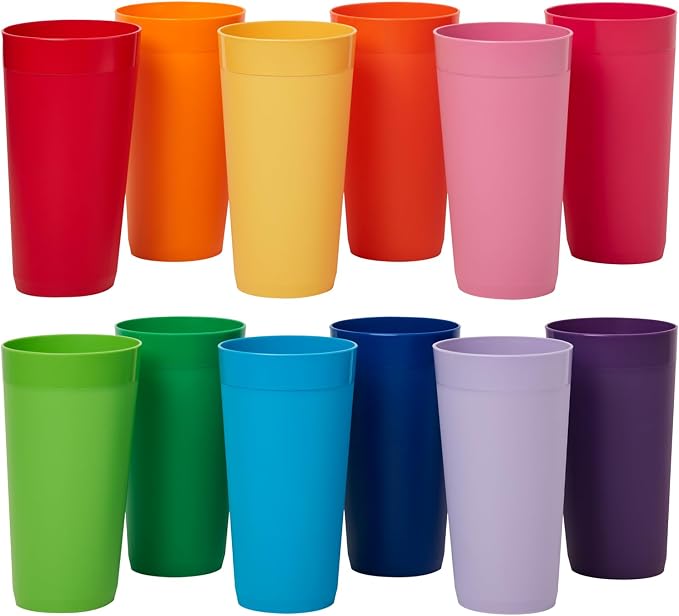 US Acrylic Newport 12-Pack Unbreakable Plastic Cups 12 Assorted Bright Colors by USAcrylic