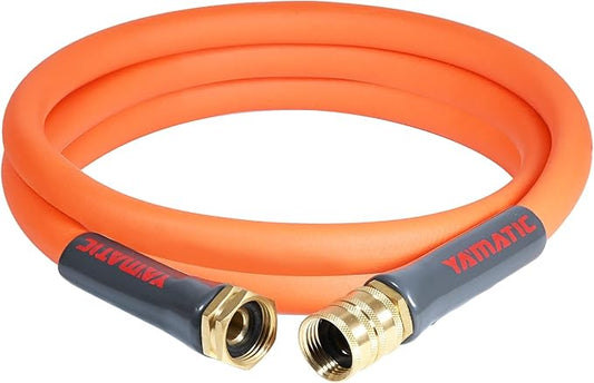 YAMATIC Female to Female Short Garden Hose 5/8 in x 10 ft, 2 in 1 Dual Use Heavy Duty Leader Hose with Solid Brass Connector, All-Weather Water Hose, Burst 600 PSI