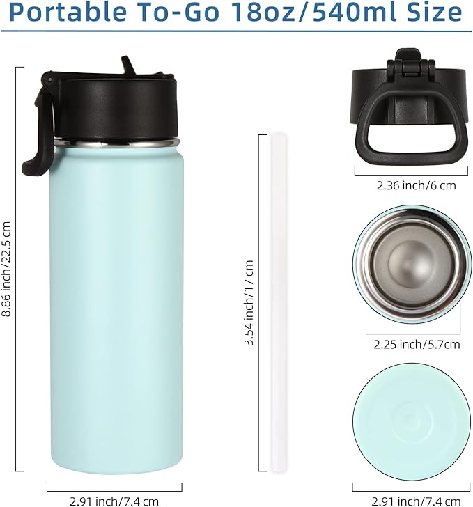 Volhoply 18oz Kids Insulated Water Bottle, Stainless Steel Water Bottles - Image 4