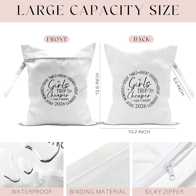 2Pcs Girls Trip Gifts Wet Dry Bag, Beach Bag Wet Bag Favors, Aloha Bags - Image 2