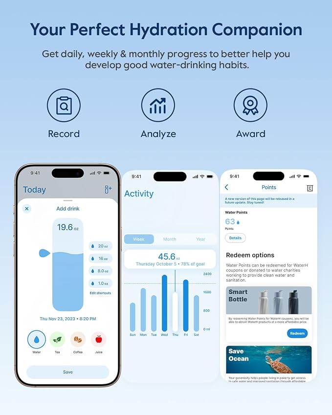 BOOST Smart Water Bottle with Reminder & Tracker, Double Wall Vacuum Insulated - Image 5