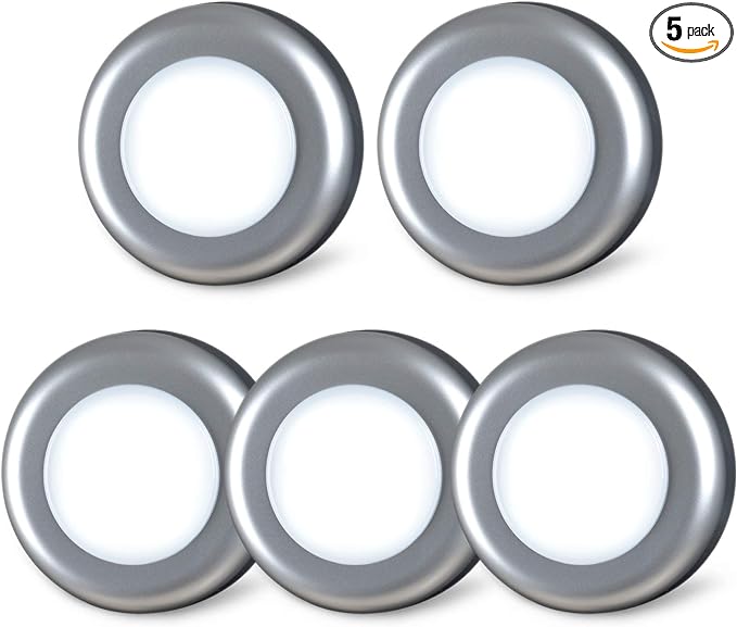 STAR-SPANGLED 5 Pack 2.8” Push Tap Lights, Stick on Touch Puck Lights AAA by STAR-SPANGLED