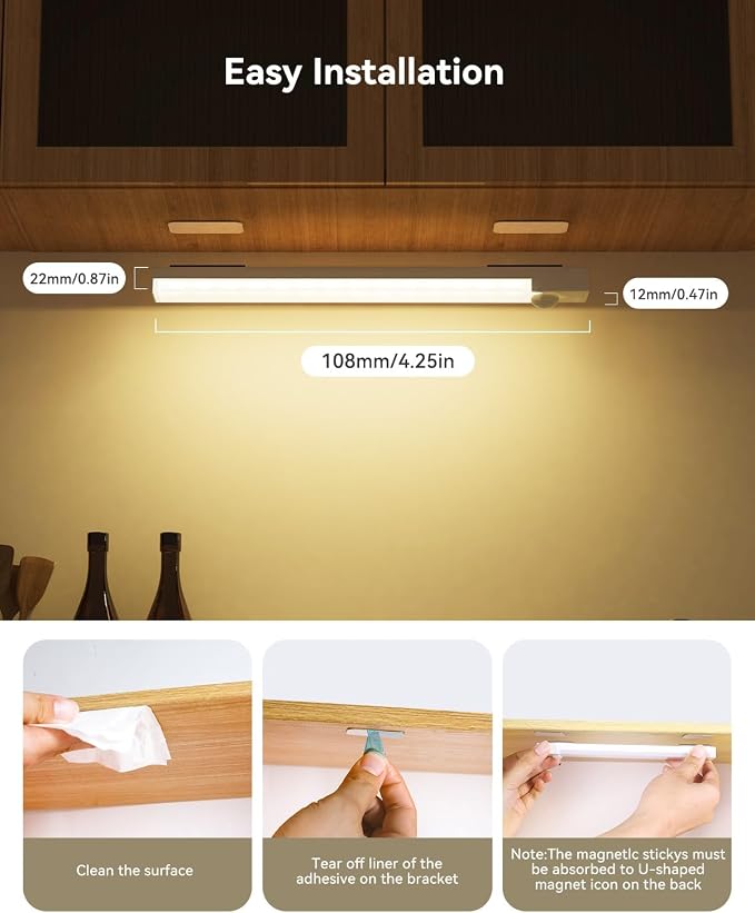 Under Cabinet Lighting 4 Inches Rechargeable Motion Sensor Light Indoor - Image 9