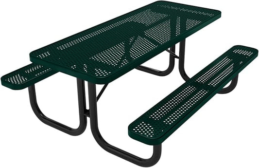 T6-P-DGRN Heavy Duty Rectangular Portable Picnic Table, 6 Ft, Dark Green, Made in America