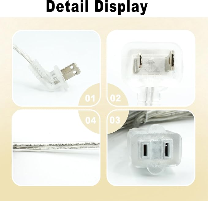 25FT Clear Extension Cord, Indoor Thin and Slim Extension Cord, 18AWG lamp Cords - Image 3