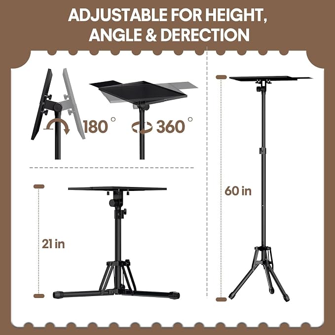 KOOV Projector Stand Adjustable Height 20" to 61", Foldable Projector Tripod - Image 2