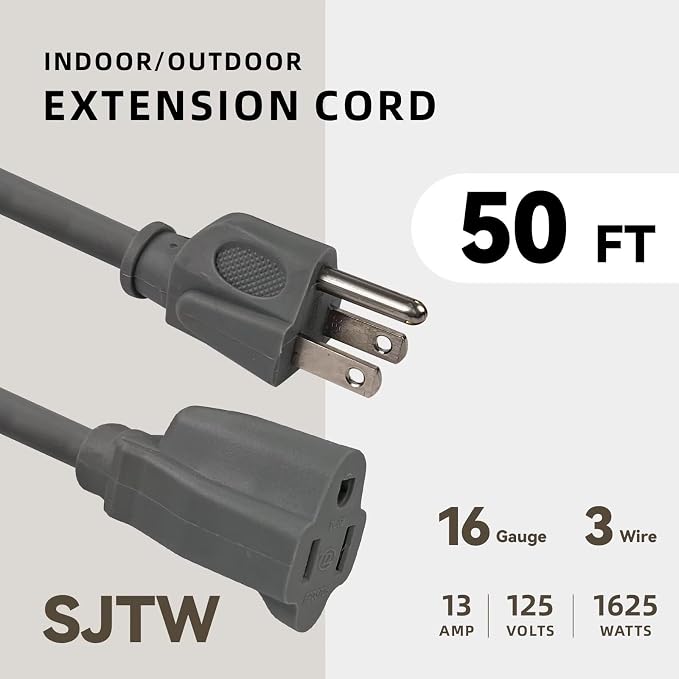 50ft Outdoor Extension Cord for Christmas Decorations- 16/3 Heavy Duty SJTW - Image 2