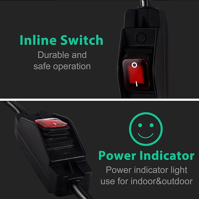Outdoor Extension Cord with Switch On/Off Waterproof Switch 3 Prong Extension - Image 7