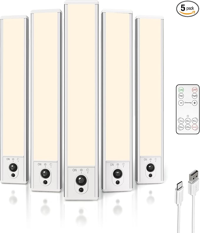 EZVALO 5-Pack Under Cabinet Lighting, 2400mAh Motion Sensor Light, LED Closet by EZVALO