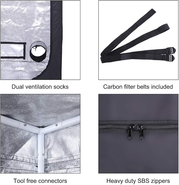 32"x32"x64" Mylar Hydroponic Grow Tent Grow Room with Obeservation Window and Removable Floor Tray for Indoor Plant Growing (32" x 32" x 64")