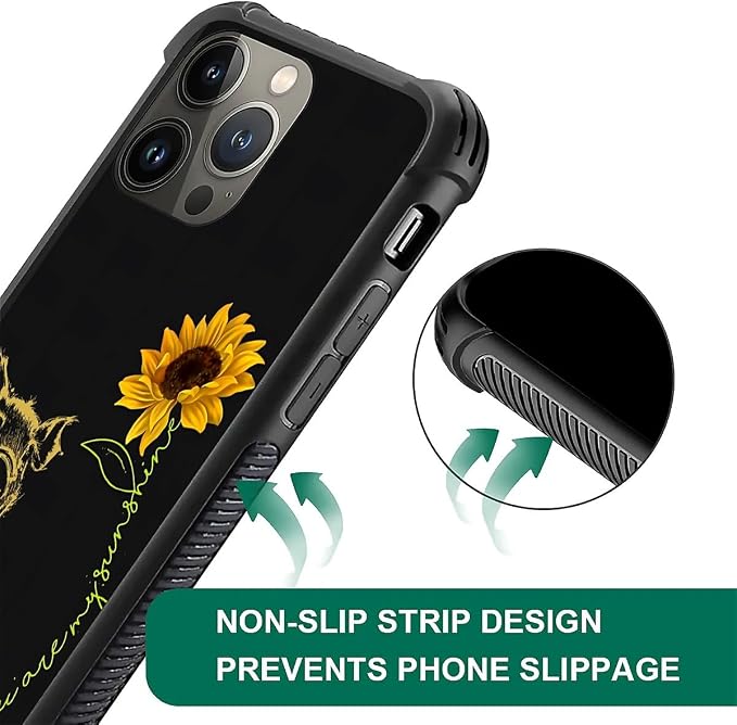for iPhone 12 Pro Max Case, Pig Sunflower Yellow Sunshine Pattern Graphic - Image 6