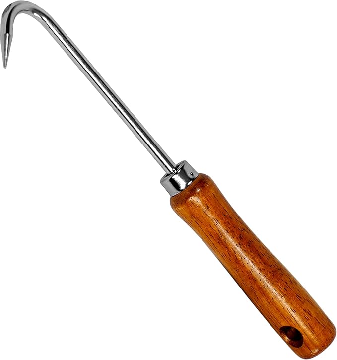 Root Hook Japanese Garden Tool for Loosing Soil, Heavy Duty Japanese Steel, Root Pick Tool for Repotting Bonsai and Transplanting Flower, Made in Japan, Silver