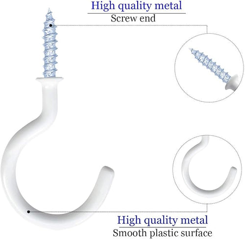 12 Pack Vinyl Coated Ceiling Hooks, Screw-in Mug Hooks - Image 2