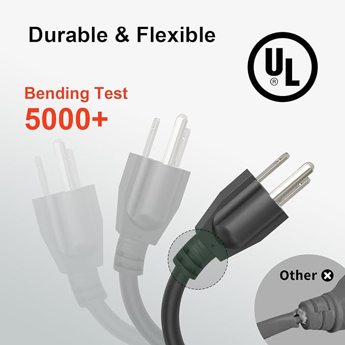 Outdoor Extension Cord Waterproof 100 FT, Flexible 100% Copper 3 Prong - Image 5
