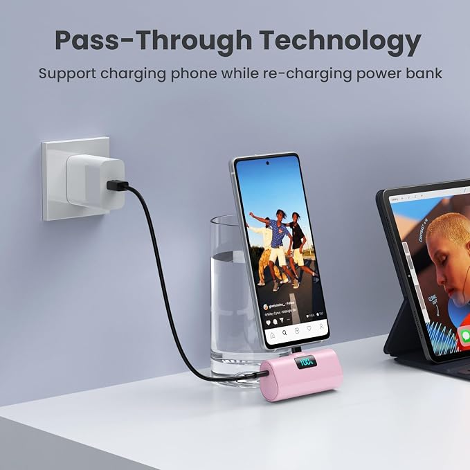 Small Portable Charger 5200mAh, Upgraded PD USB C Power Bank Built-in USB-C - Image 3
