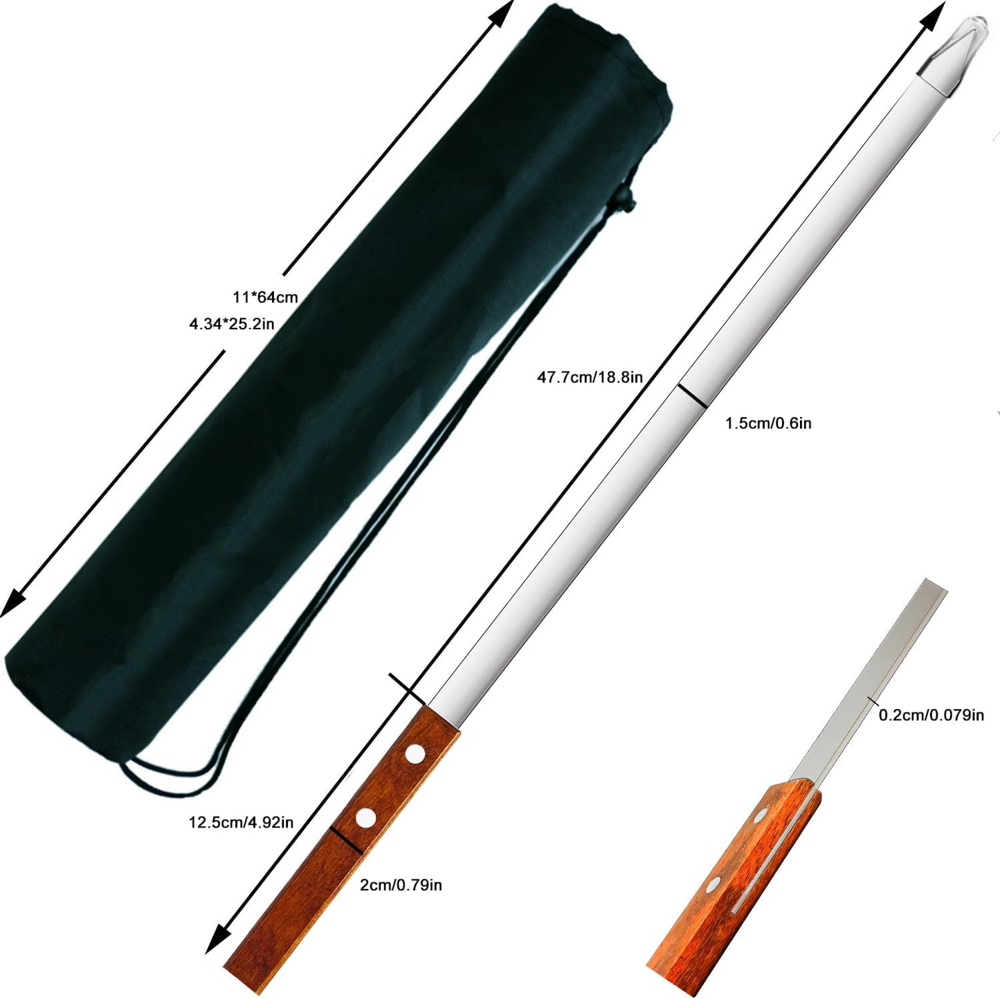 23.6 Inch Skewers for Kabobs 0.62 Inch Wide Kebab Skewer 8 Pack Reusable Metal Skewers for Grilling Long Kebab Stick Large Size Heavy Duty Kabob Sticks BBQ Skewer Set Stainless Steel.