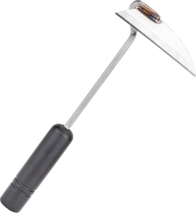 NJP100 Nejiri Gama Handheld Weeder-Scraper-Hoe, Japanese 4 Blade Width, 4.5-Inch Lacquered Beech, Stainless Steel/Black-Wood Handle
