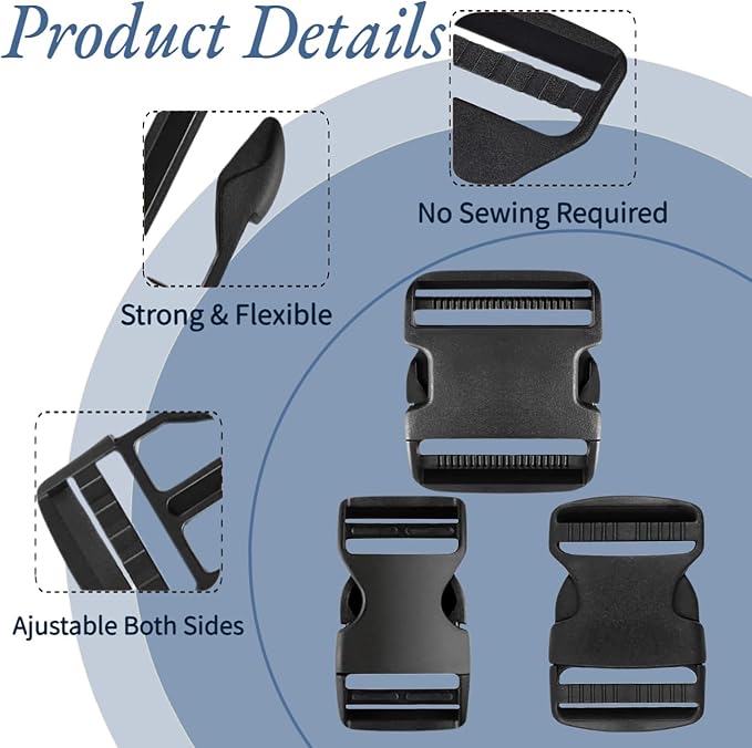 4 Pack 2 Inch Buckle Quick Side Release, Heavy Duty Plastic Side Release Buckles - Image 3