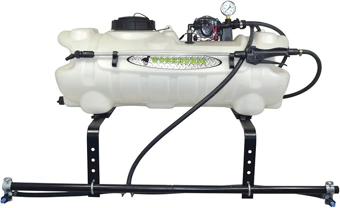 Workhorse ATV1502 15 Gallon ATV Economy Sprayer - Adjustable 2 Nozzle Boom Sprayer, 80 in. Coverage w/Handgun, 8 Ft. Wiring Harness, Battery Clips, Switch