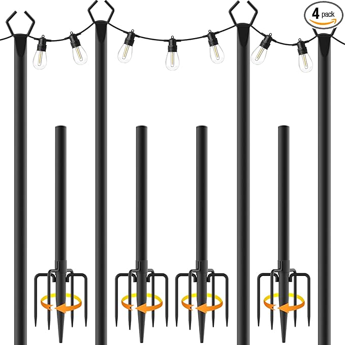 AILBTON 10Ft String Light Poles 4 Pack, Light Poles by AILBTON