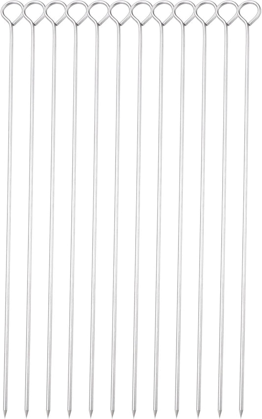 12 Inch Barbecue Skewers, Stainless Steel BBQ Skewers, Shish Kebab Kabob Skewers 12Pcs