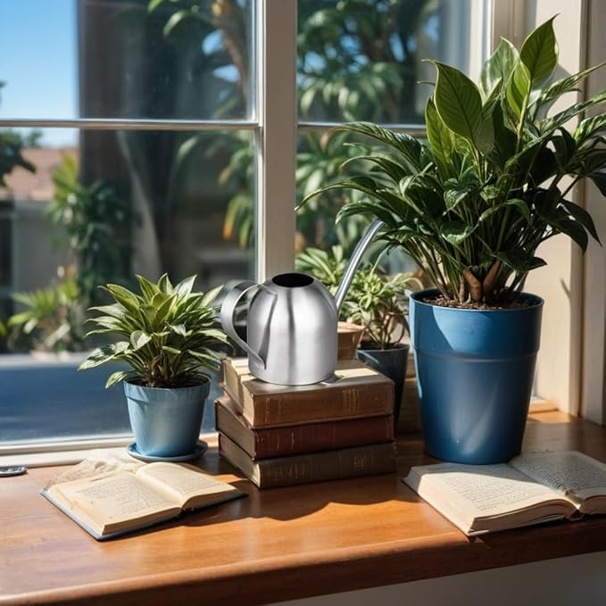 IMEEA Small Watering Can for Indoor Plants Stainless Steel Bonsai Watering can Mini Metal (15oz/450ml)