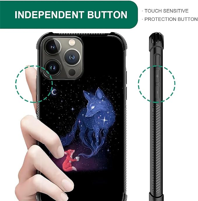 for iPhone 15 Pro Max Case, Galaxy Fox Wolf Pattern Graphic Design Girl Boy - Image 6