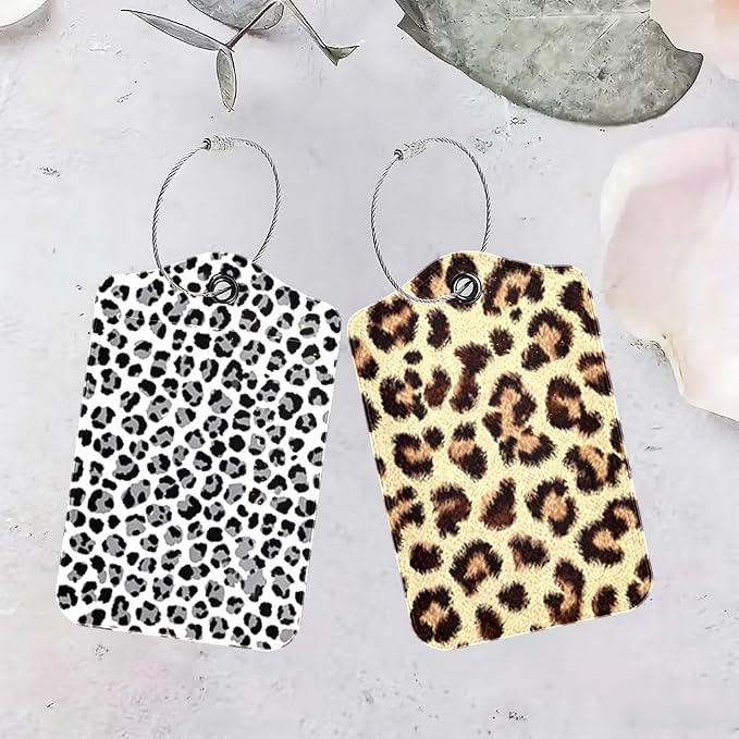 2 Pack Leopard Luggage Tags for Suitcases, Trendy Animal Print Travel ID Tags - Image 4