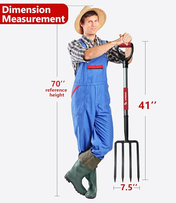 Garden Digging Forks with Premium 4-Tine Forged Steel Digging Fork D-Grip Handles 41" Sturdy Metal D-Handle Virtually Unbreakable Gardening Tool 2 Pcs