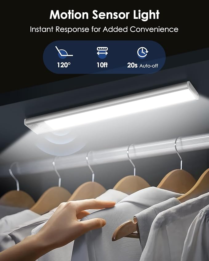 VerRon 10in Under Cabinet Lighting, Upgraded 2200mAh Rechargeable Under Cabinet - Image 6