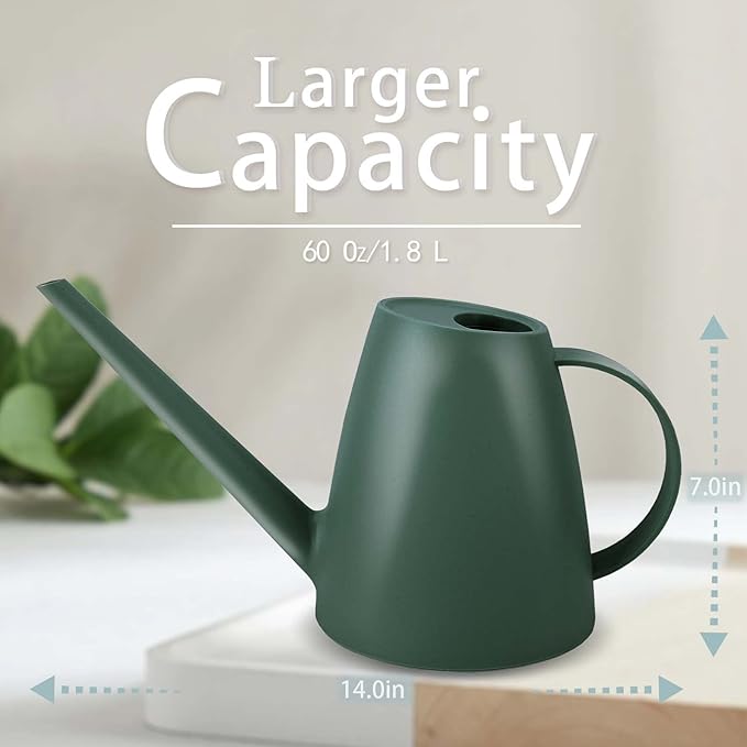 Watering Can for Indoor Plants, Small Watering Cans for House Plant Garden Flower, Long Spout Water Can for Outdoor Watering Plants 1. 8L 1/2 Gallon (Dark Green)