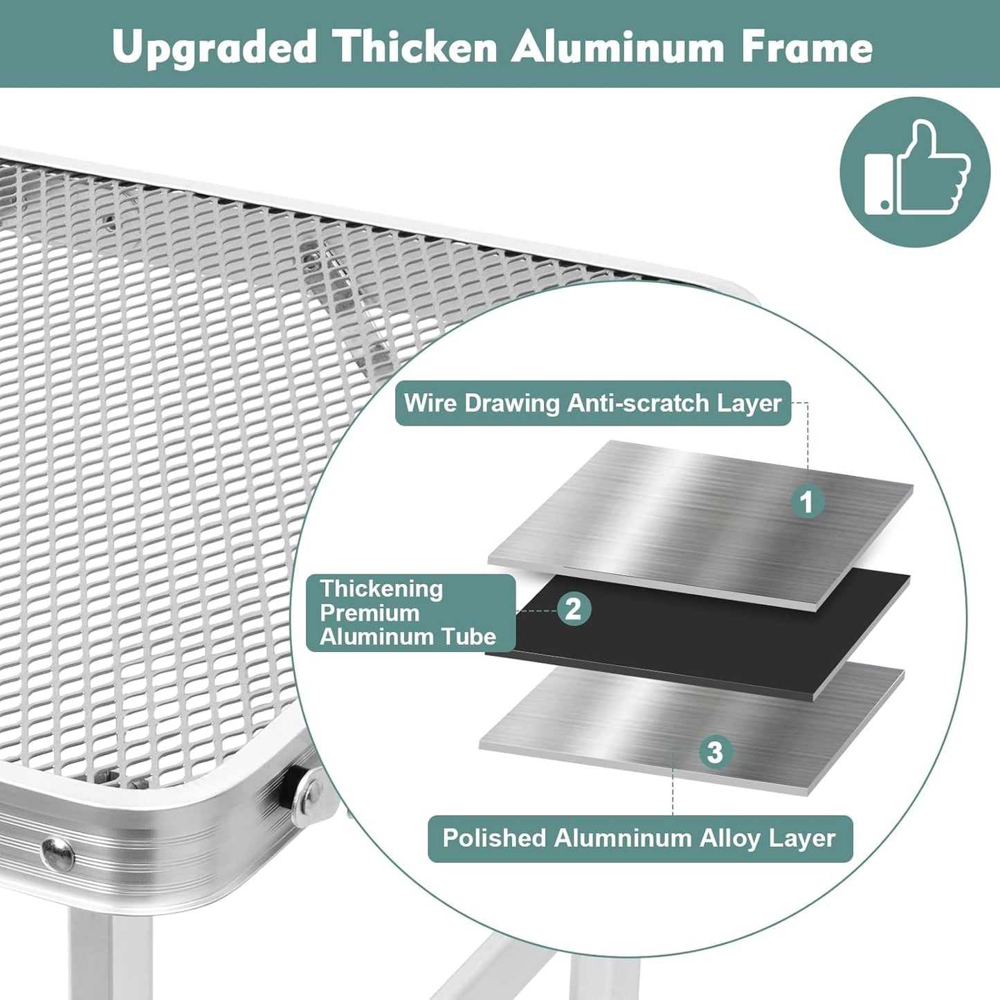 Square Folding Table, Easy for Storage, Compact and Portable Picnic Table for Grill, Outdoor Camping, Garden, Patio, Dining, BBQ, Party, Market and Card Table, 27.2 L × 27.2W inches