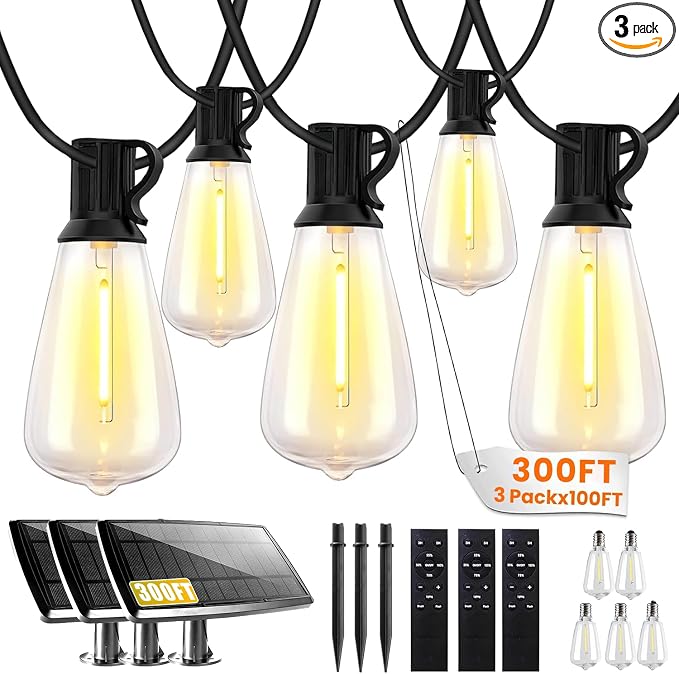 Bdrofn 300FT Solar String Lights Outdoor Waterproof, Solar Patio Lights by Bdrofn