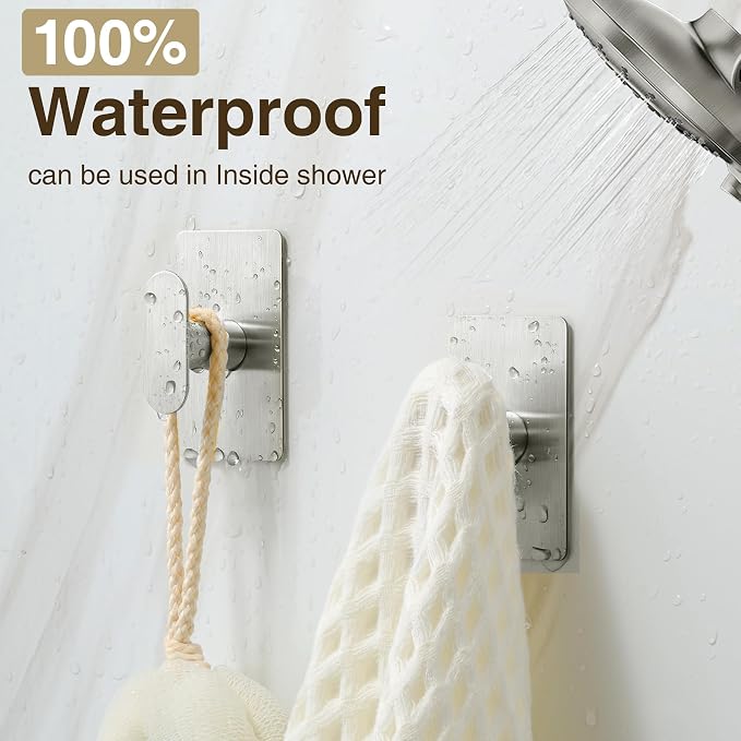 pickpiff Adhesive Towel Hooks for Bathroom: 20LB Extra Strong Wall Hanger for - Image 6