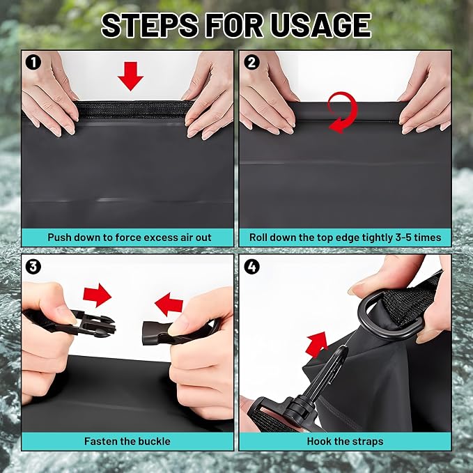 Waterproof Dry Bag, Roll Top Summer Sunflowers Waterproof Backpack 5L/10L/20L - Image 8