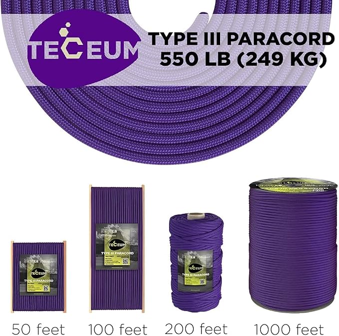 TECEUM 5/32" Paracord Rope 1000 – 1000ft / 200ft / 100ft / 50ft – Tactical - Image 9