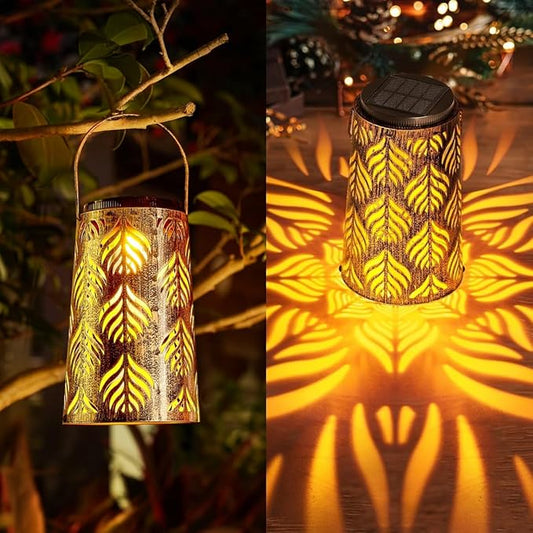 Solar Lantern Outdoor Garden Decor 2 Pack Hanging Solar Lantern Lights, Farmhouse Decor Outdoor Lantern, Waterproof Lantern for Patio, Yard, Table, Pathway Halloween Christmas Day Decor