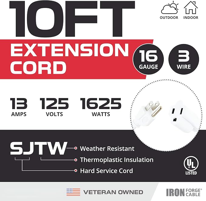 Iron Forge Cable Weatherproof 10 Ft Outdoor Extension Cord - Image 2