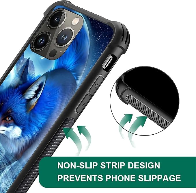 for iPhone 13 Pro Case, Snowy Mountain Fox Lake Pattern Graphic Design Girl Boy - Image 4