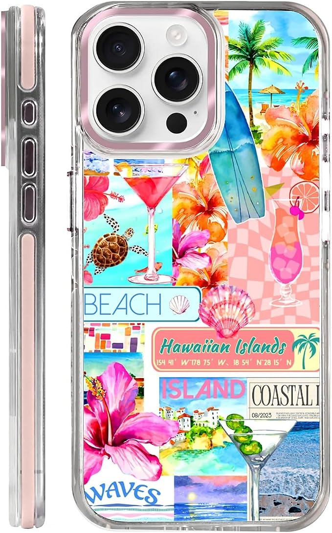 Case for iPhone 14 Pro, Coastal Beach Cover Coquette Collage Phone Case by Toulas