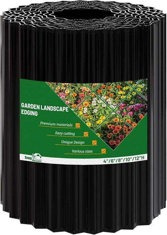 SnugNiture Corrugated Metal Garden Edging,8" x 20' Sturdy Lawn Edging Border,Landscape Edging Border for Lawn, Flower Bed,Garden and Yard(Black)