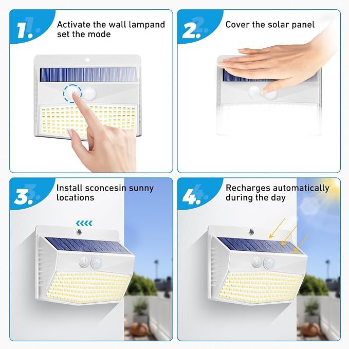 Peasur 1 Pack Solar Motion Lights Outdoor, Solar Security Light - Image 5