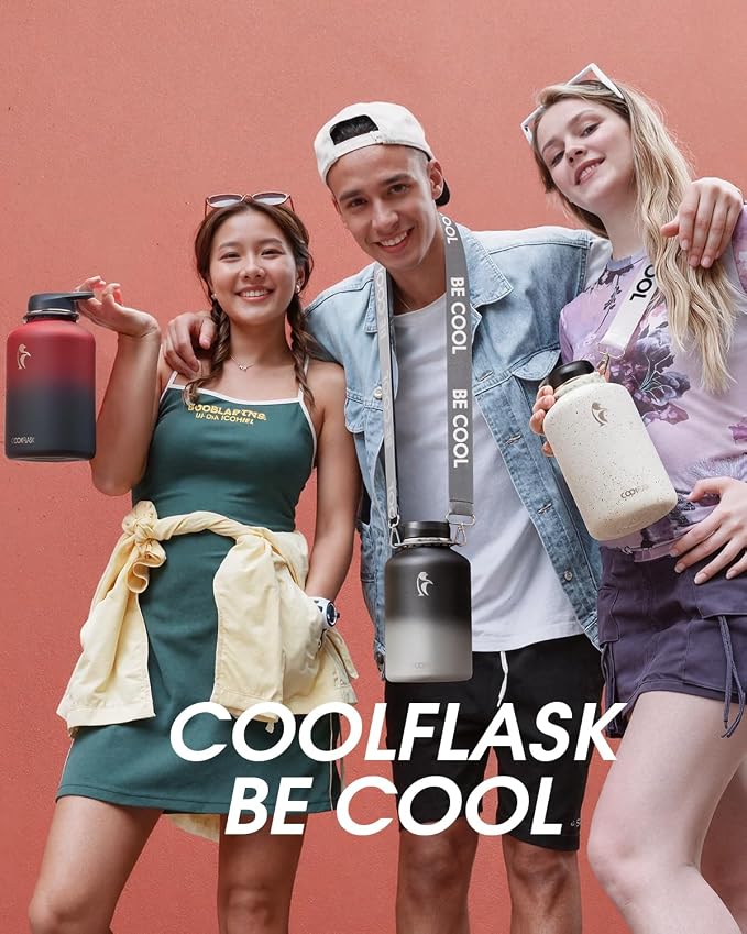 Coolflask Water Bottle with Straw, 40 oz Insulated Metal Water Flask with Straw - Image 7