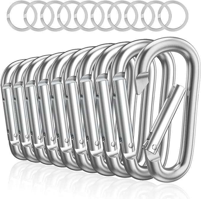 sprookber 3" Aluminum Carabiner D Ring, Caribeener Clips, Spring Snap Hook by Sprookber