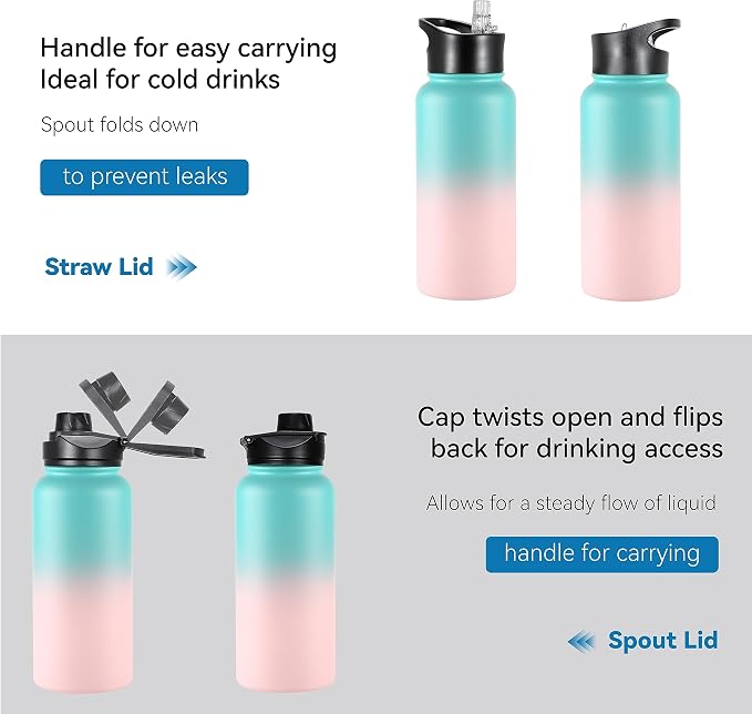 VEGOND 32 oz Insulated Water Bottle Stainless Steel Metal Water Bottles - Image 5