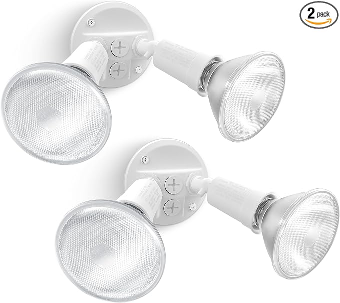LUTEC 2 Pack Adjustable Twin Par Holder Outdoor Flood Lights, Switch Controlled by LUTEC