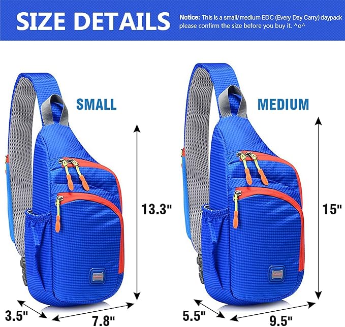 Peicees Small Sling Backpack Waterproof Unisex Shoulder Bag Chest Crossbody - Image 5