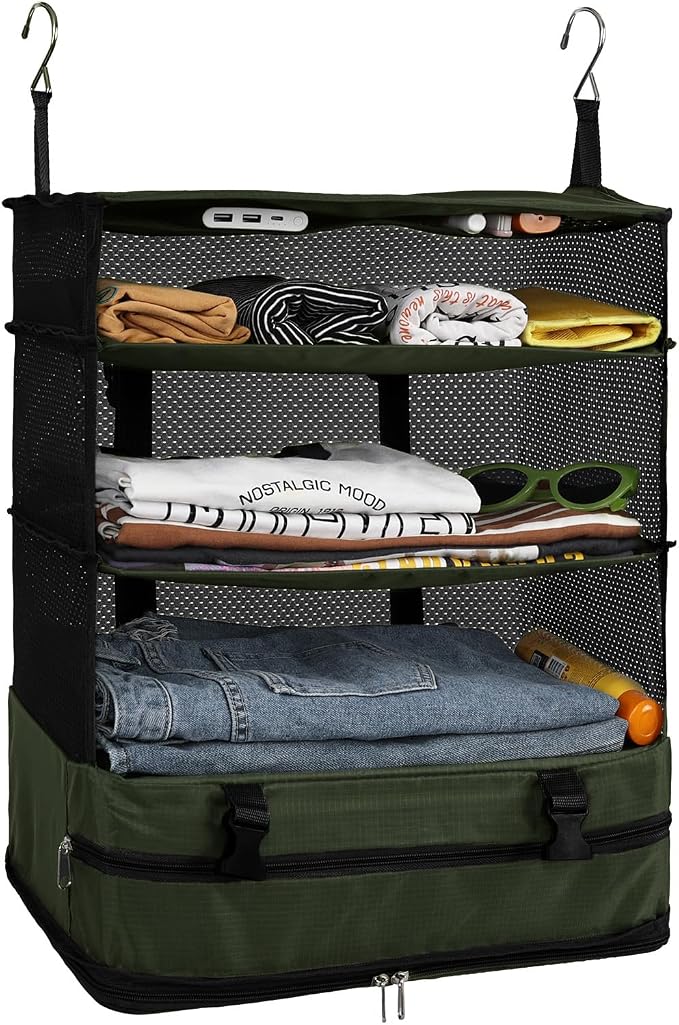 Surblue Hanging Closet Storage Bag Collapsible 3-Shelf Washable Oxford Fabric by SURBLUE