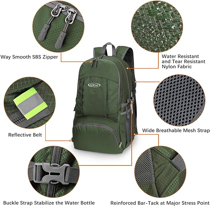 G4Free 40L Lightweight Packable Hiking Backpack, Waterproof Travel Daypack - Image 4